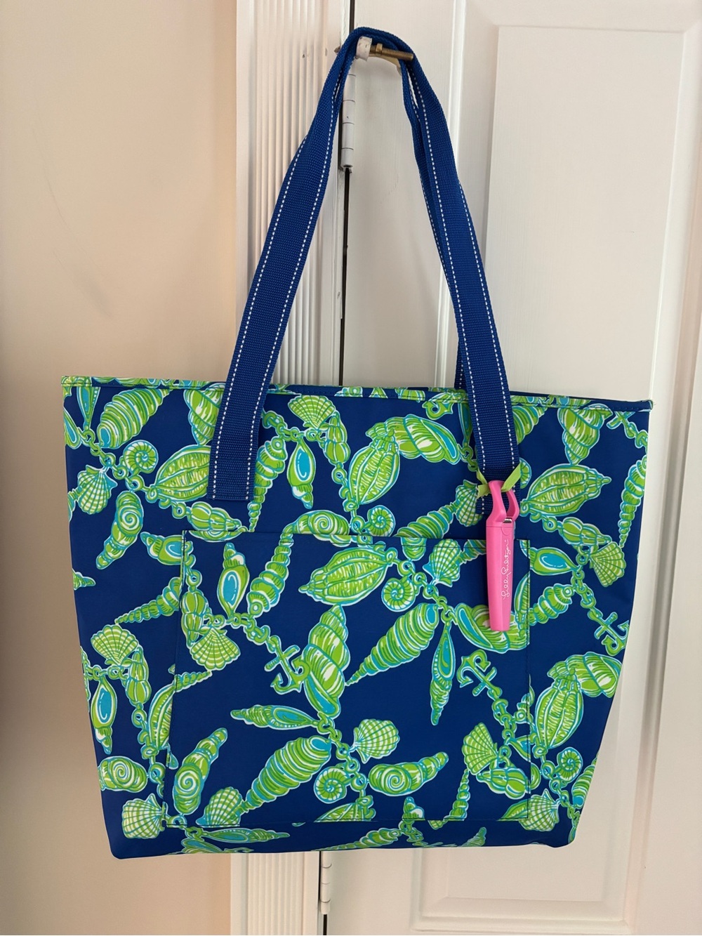 NWOT Lilly Pulitzer Navy/Green Insulated Cooler Tote Bag and Pink Bottle Opener